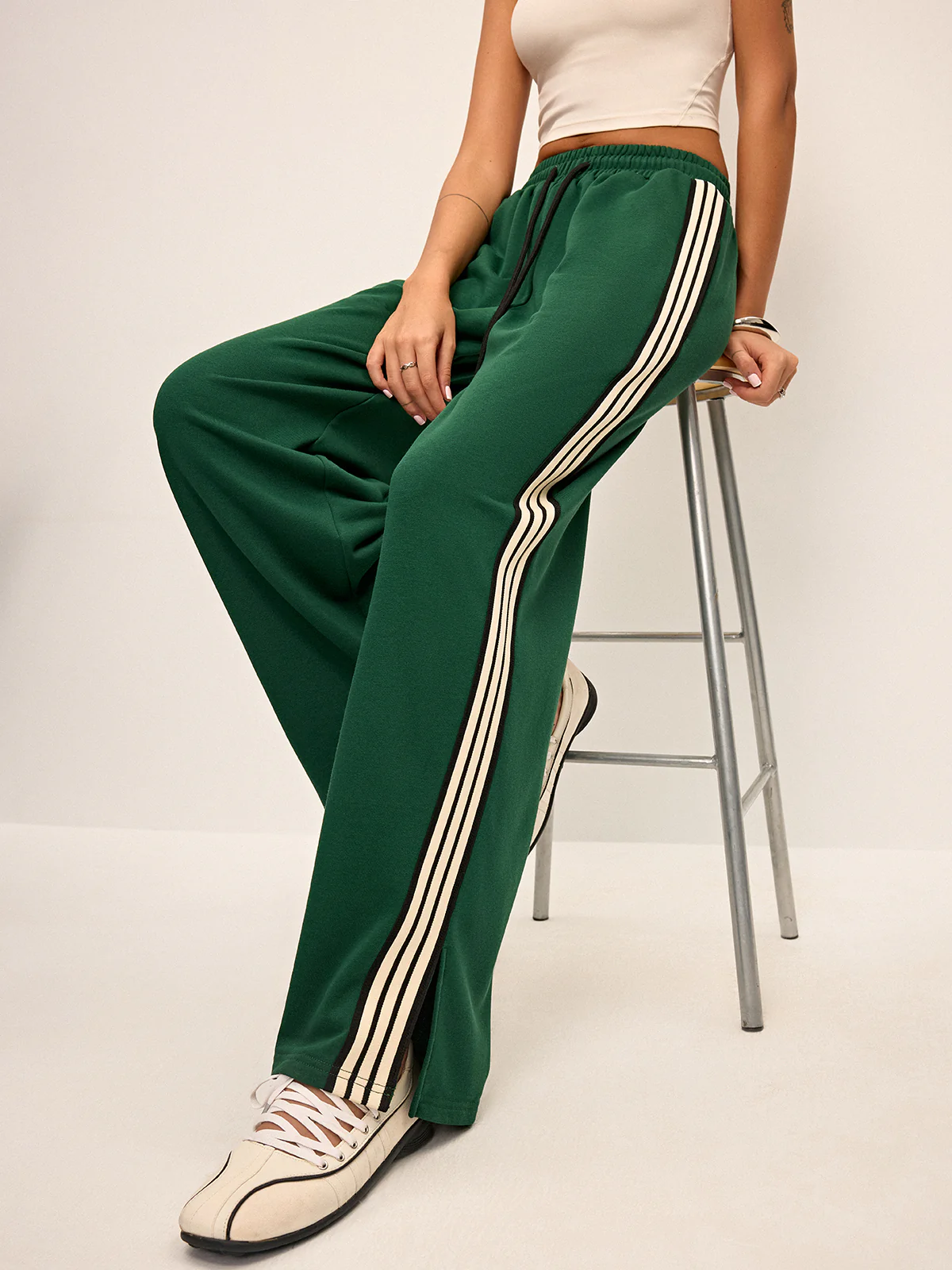 Side Stripe Wide-Leg Sweatpants