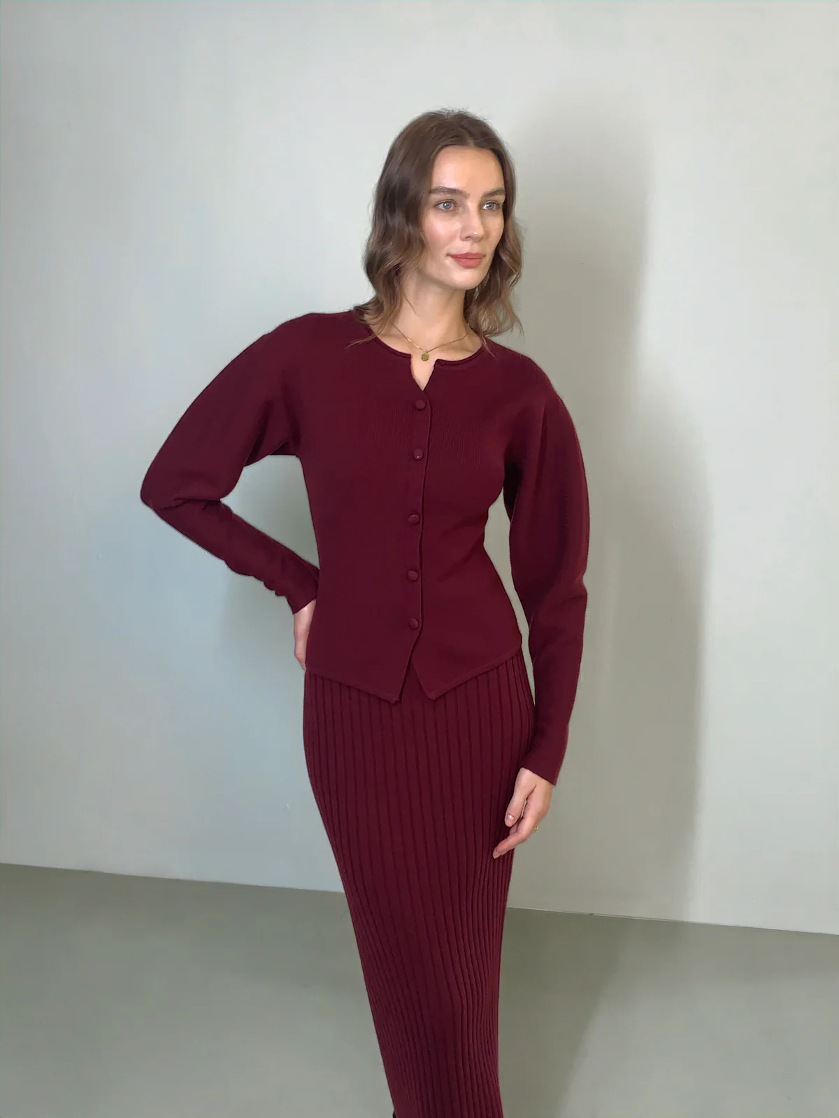 Minimalist Ribbed Sweater Skirt