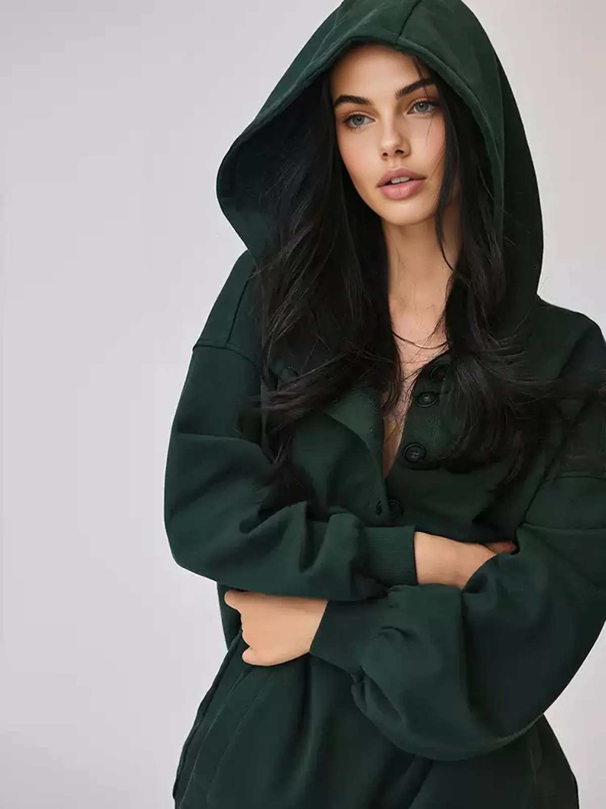 Oversized Buttoned Hoodie