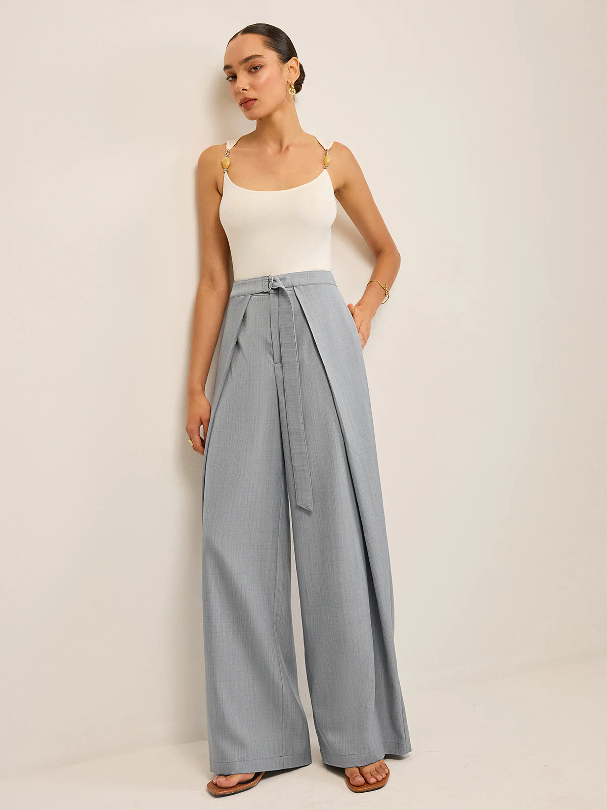 Pleated Wide-Leg Pants