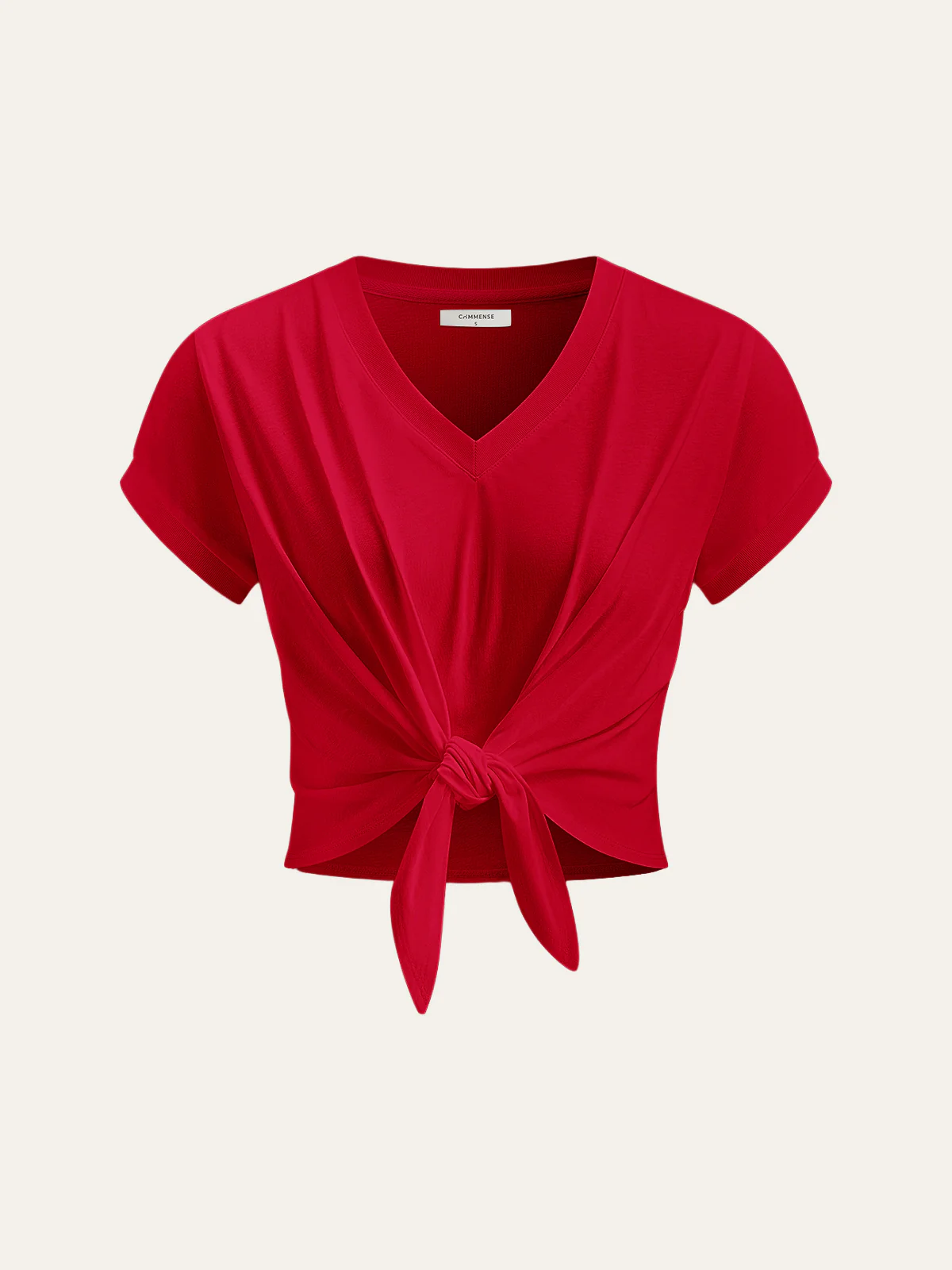 Knot Front V-Neck T-Shirt