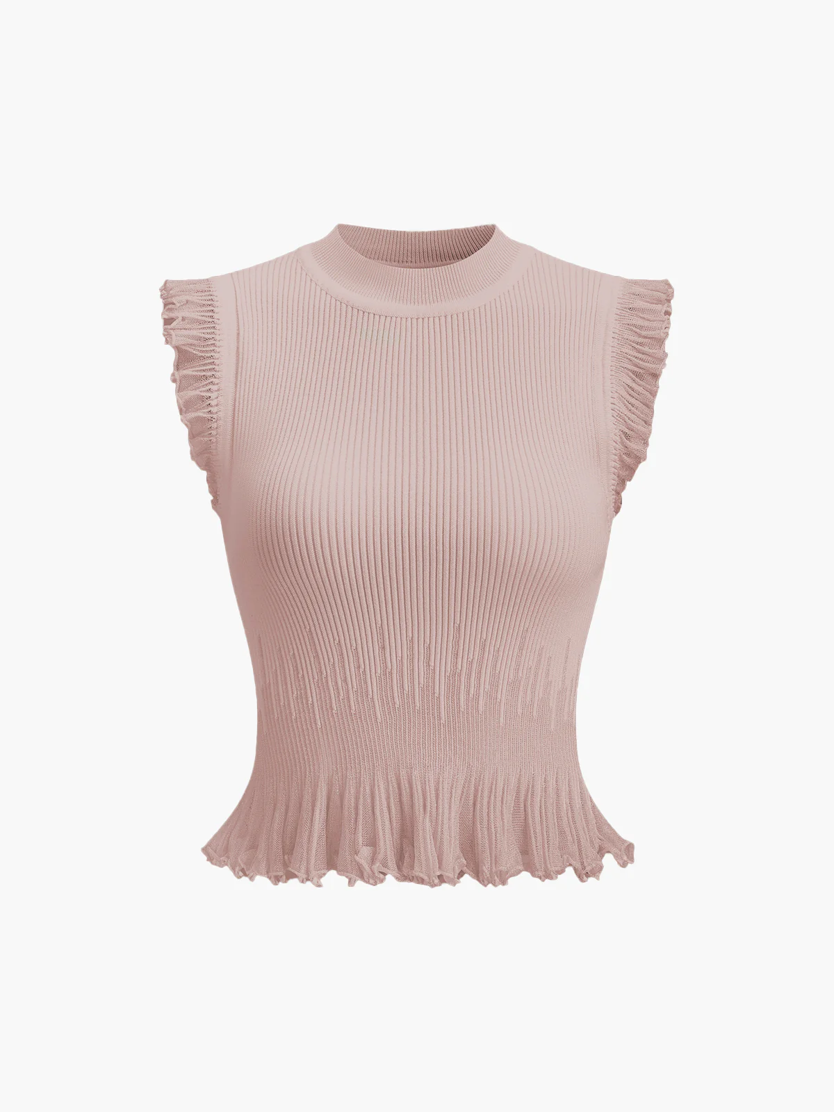 Ribbed Knit Ruffle Top
