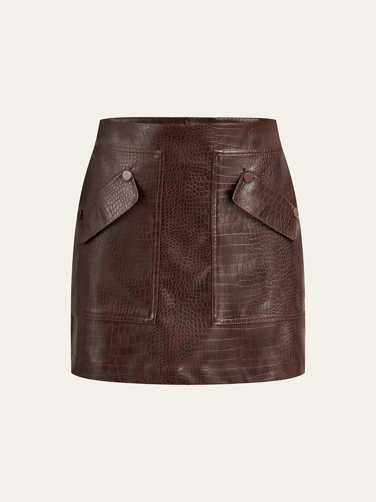 Faux Leather Crocodile-Embossed Mini Skirt