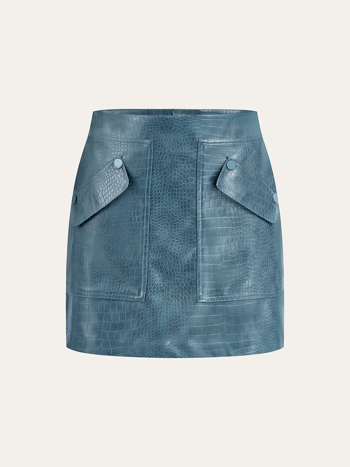Faux Leather Crocodile-Embossed Mini Skirt