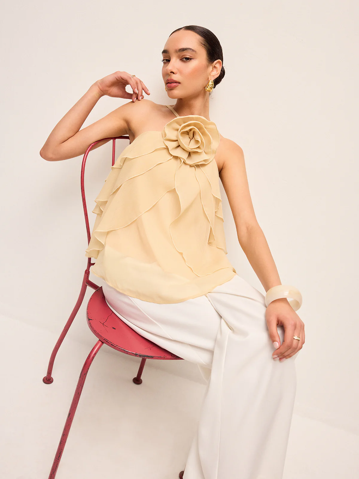 Floral Ruffle Halter Top