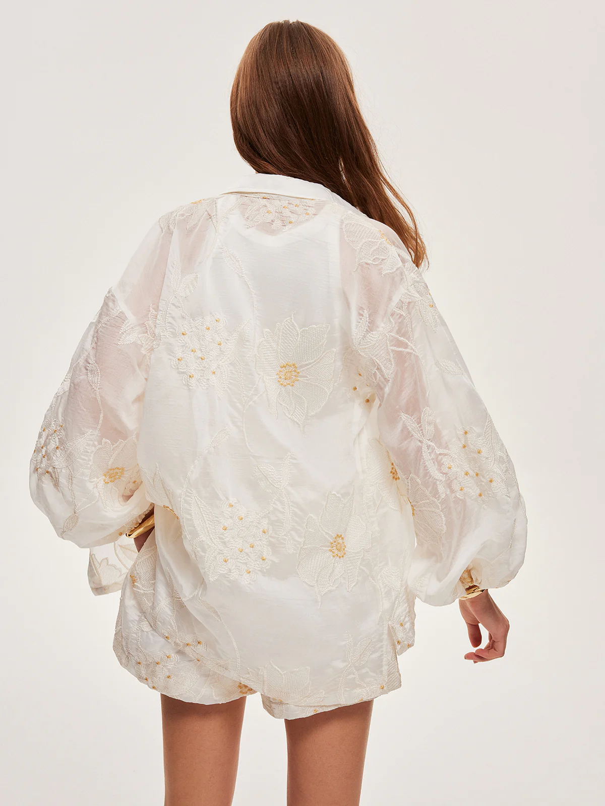 Semi-Sheer Floral Shorts Set