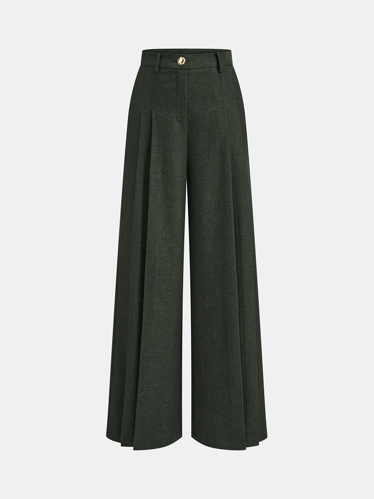 Mid-Waisted Pleated Wide-Leg Pants