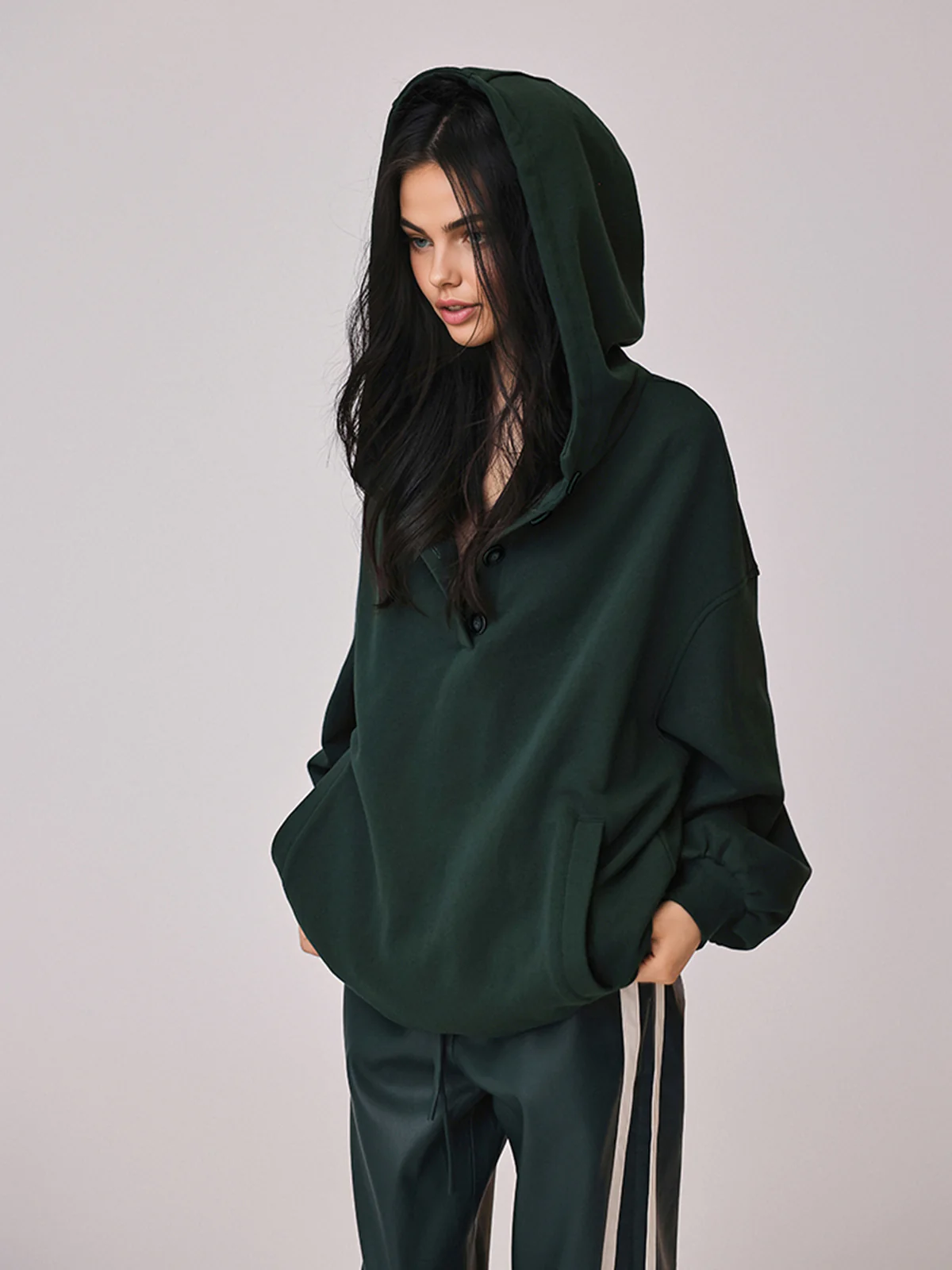 Oversized Buttoned Hoodie