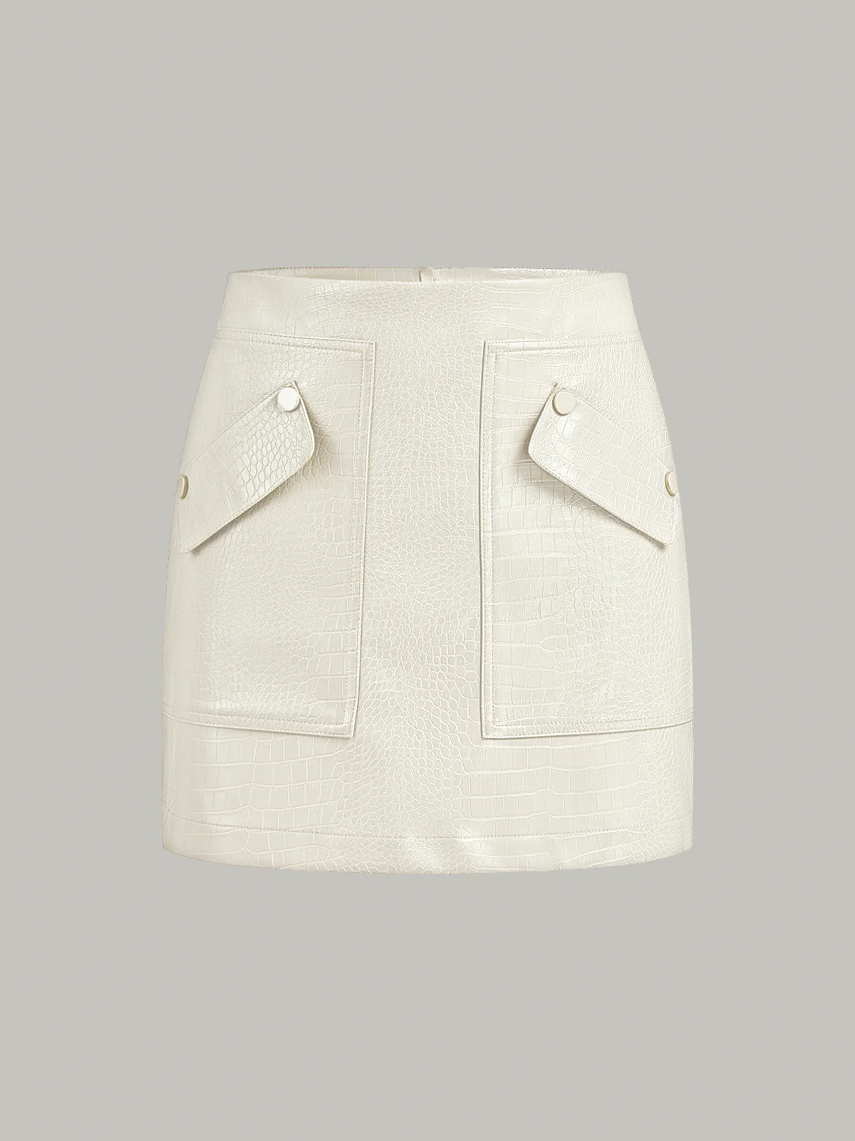 Faux Leather Crocodile-Embossed Mini Skirt