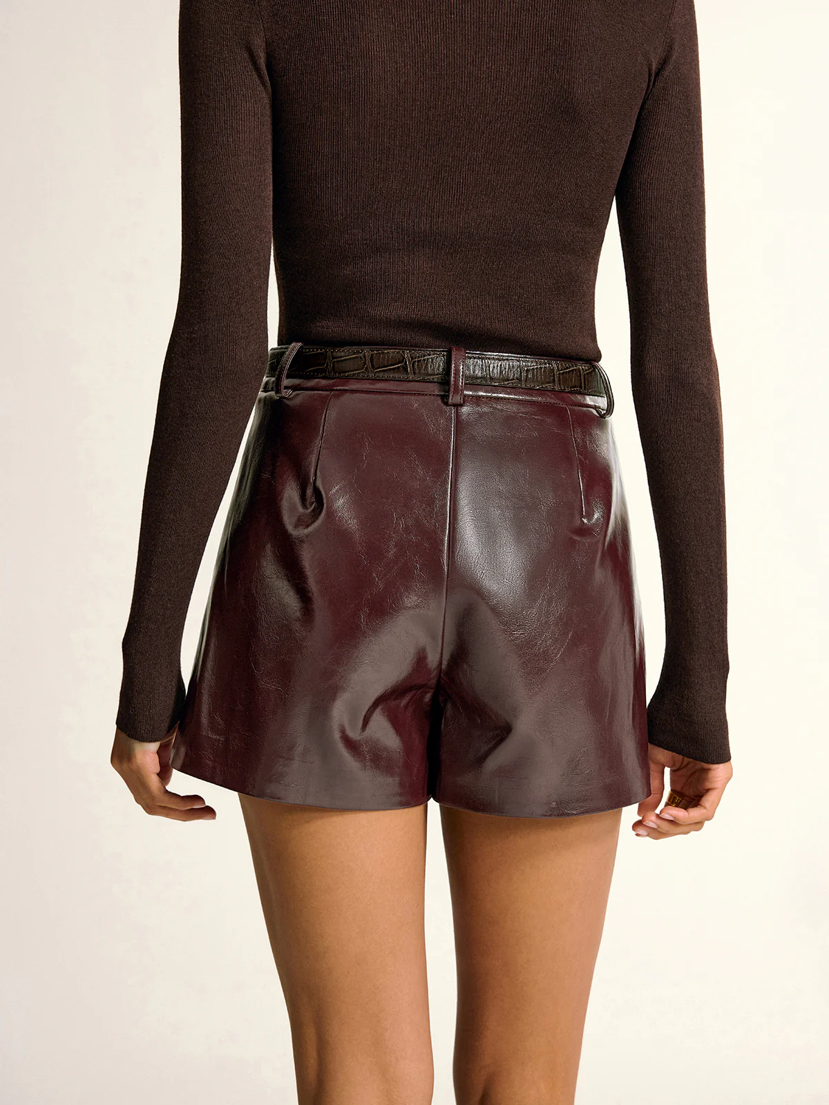 PU Leather Shorts without Belt