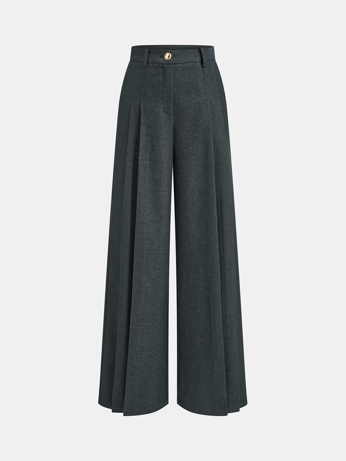Mid-Waisted Pleated Wide-Leg Pants