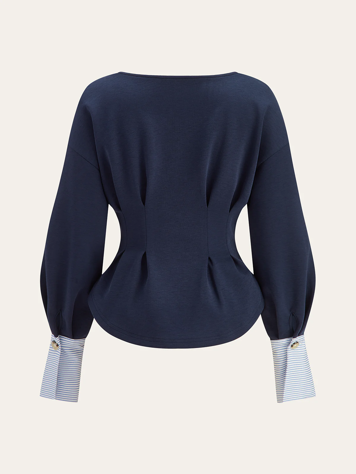 Round Neck Balloon Sleeve Peplum Sweatshirt
