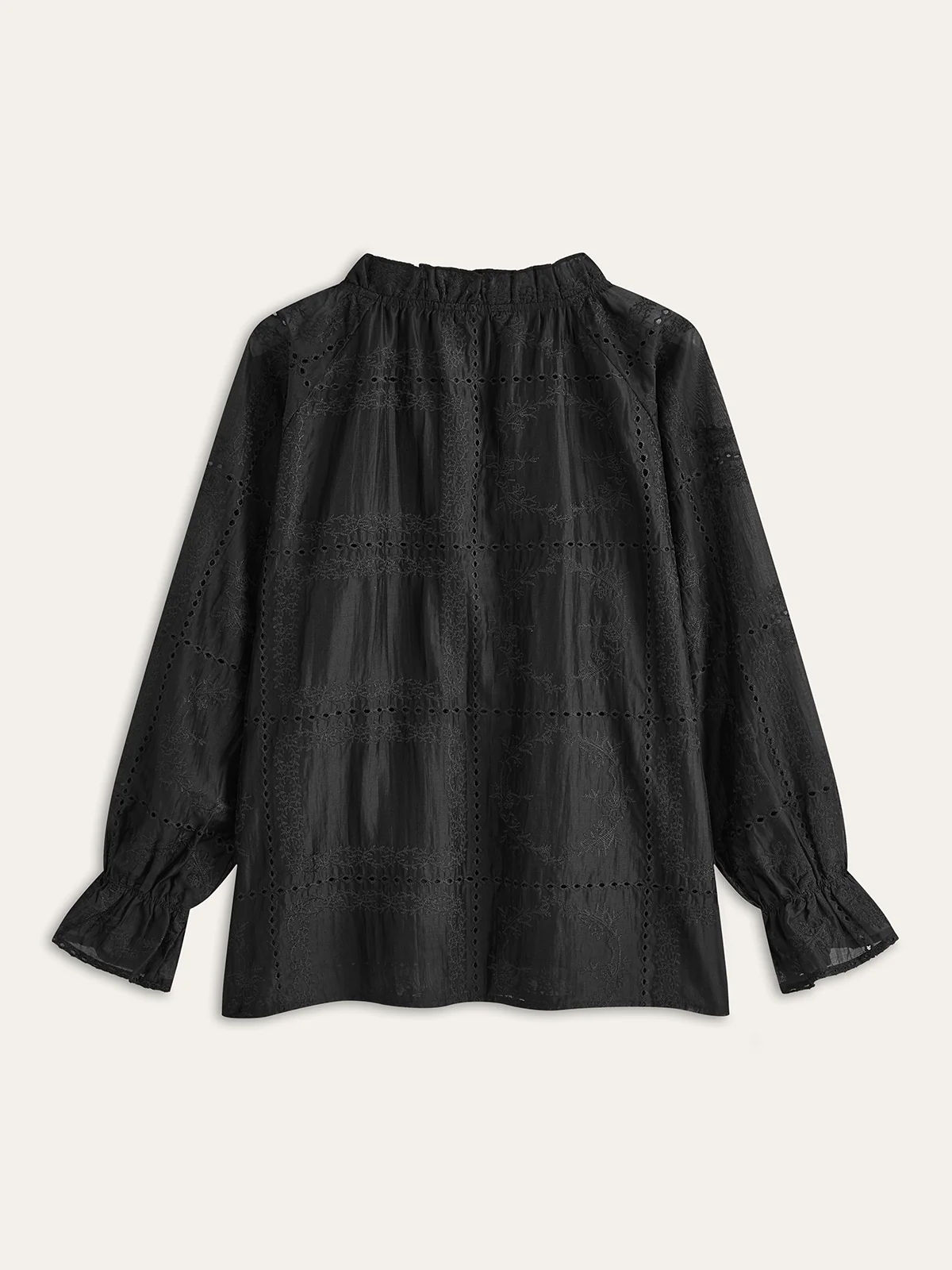 Embroidery Detail Long Sleeve Shorts Set