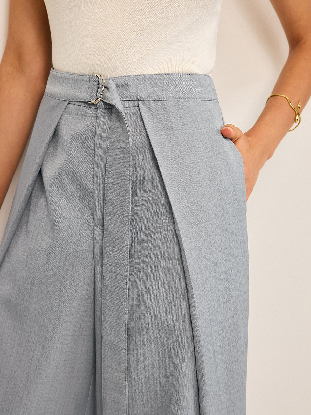 Pleated Wide-Leg Pants