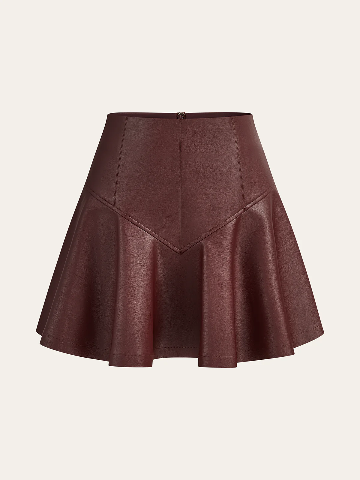 PU High-Waisted Flared Mini Skirt