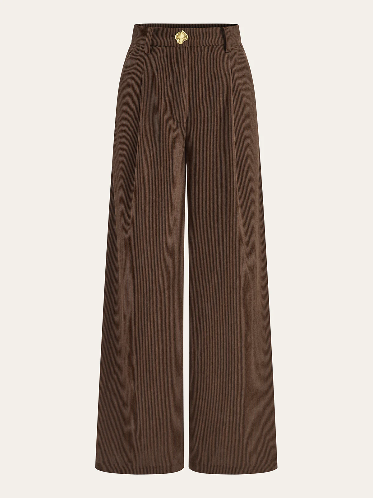 Corduroy Wide-Leg Pleated Pants