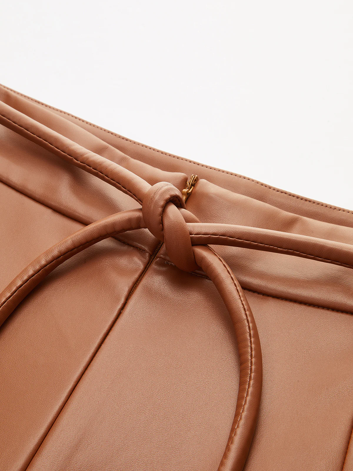 Pleated Fuax Leather Shorts