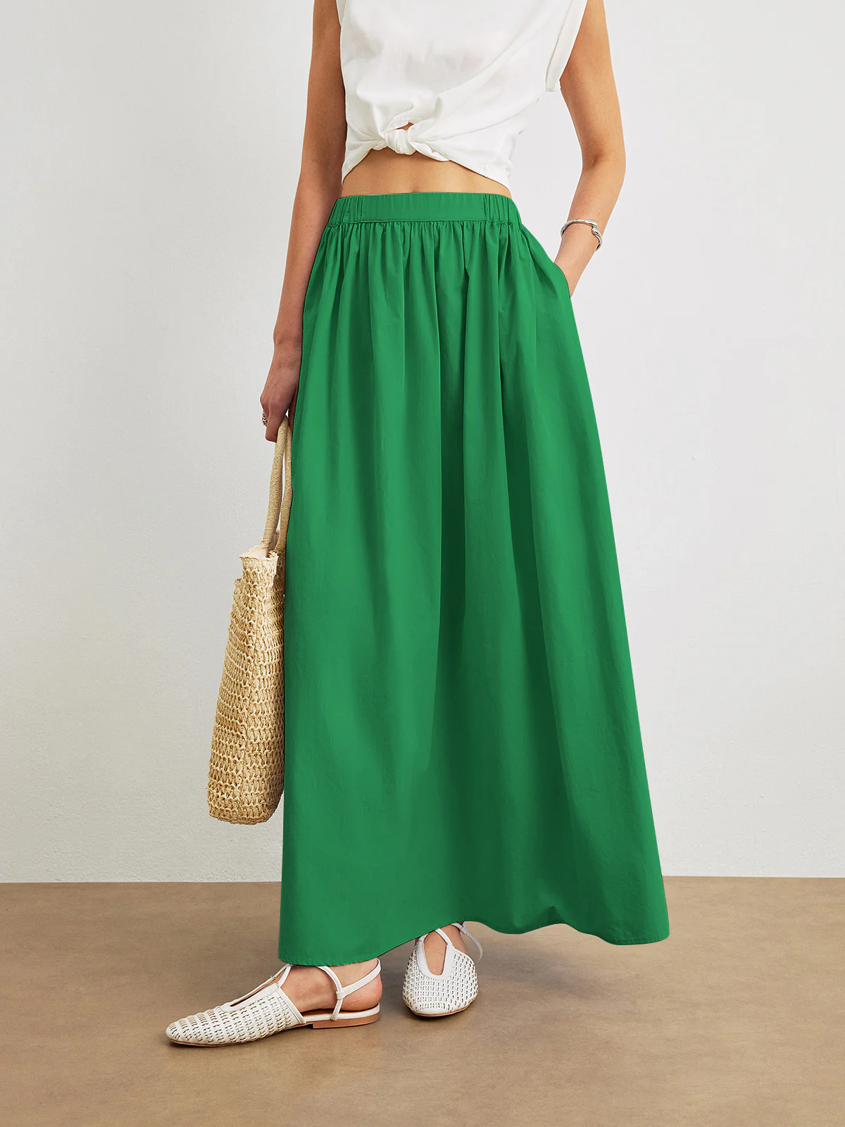 Cotton A-Line Skirt With Pockets