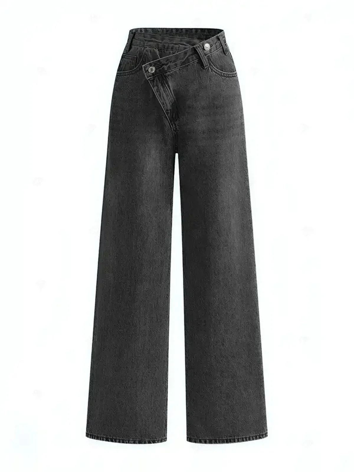 Asymmetric Waist Wide-Leg Jeans
