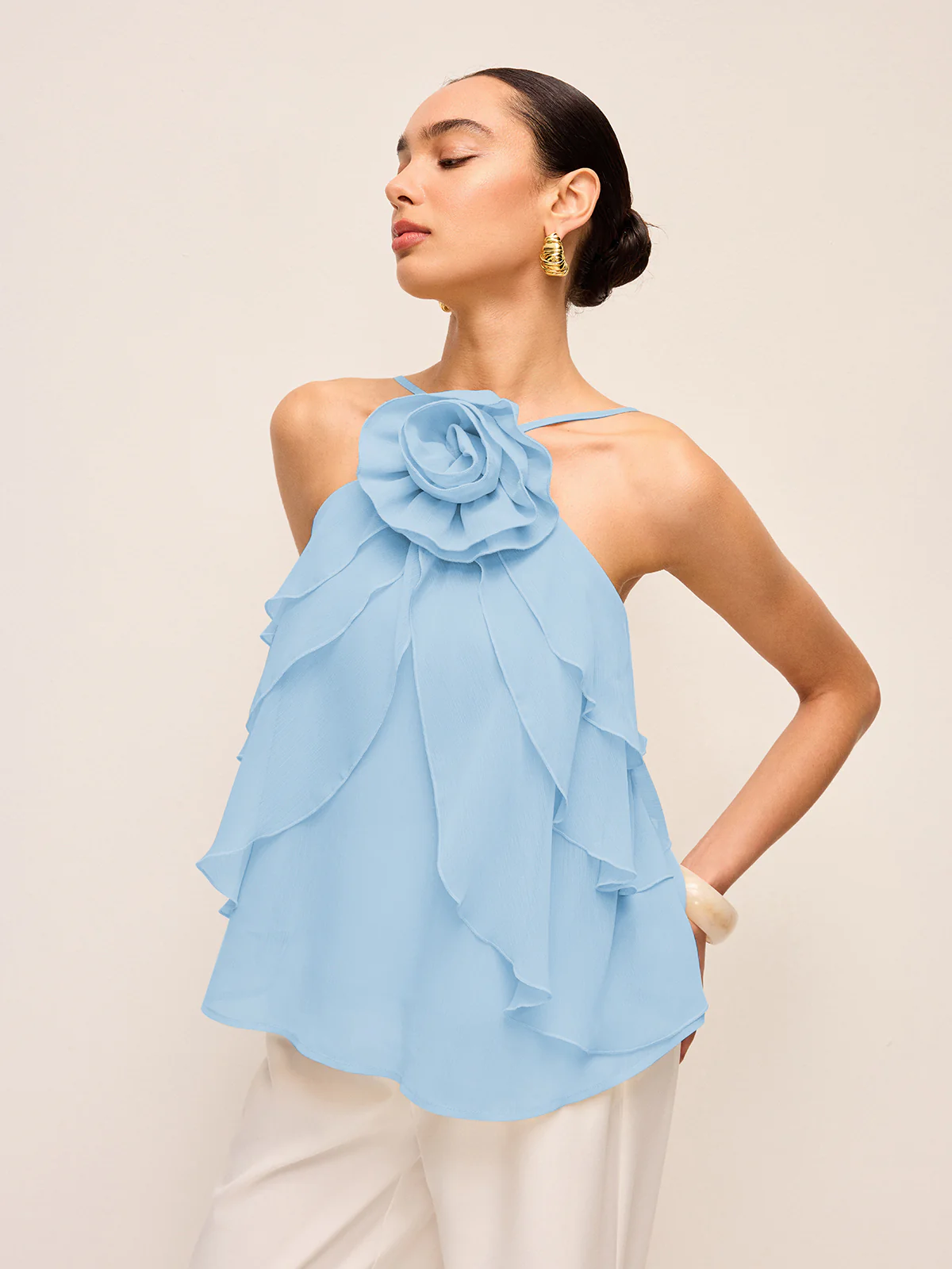 Floral Ruffle Halter Top