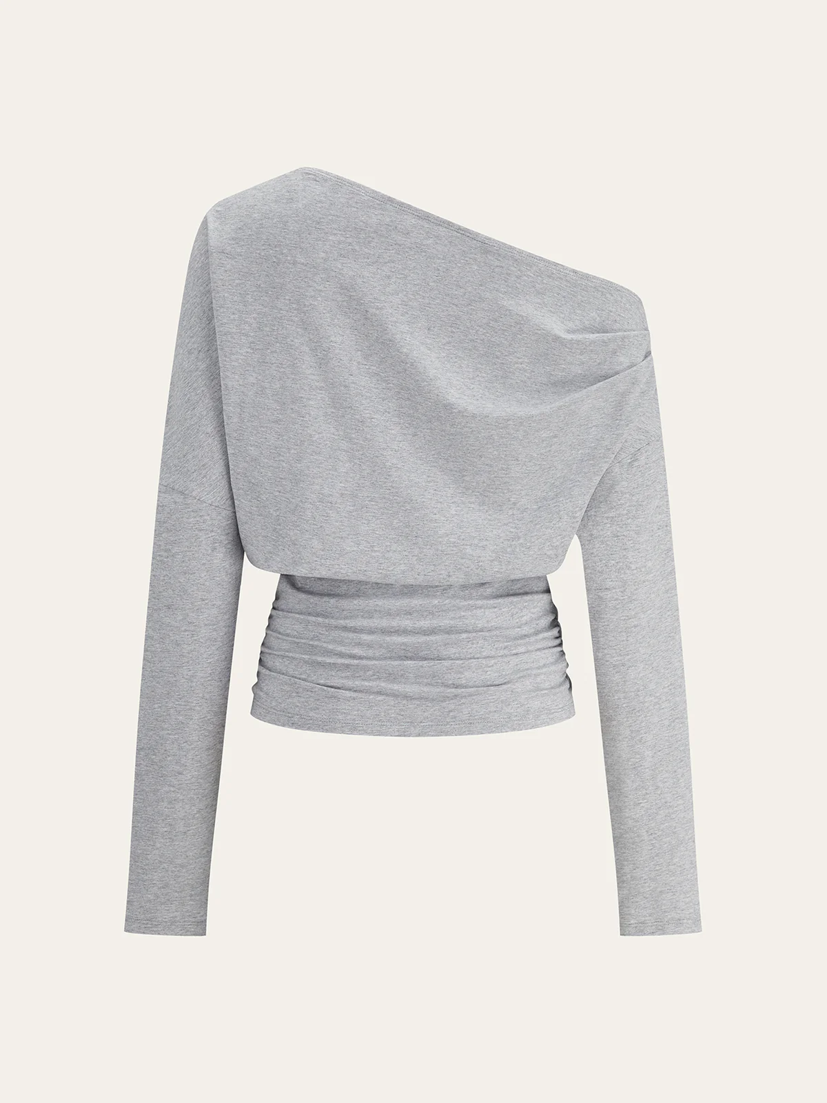 One-Shoulder Draped Ruched Sweatshirt