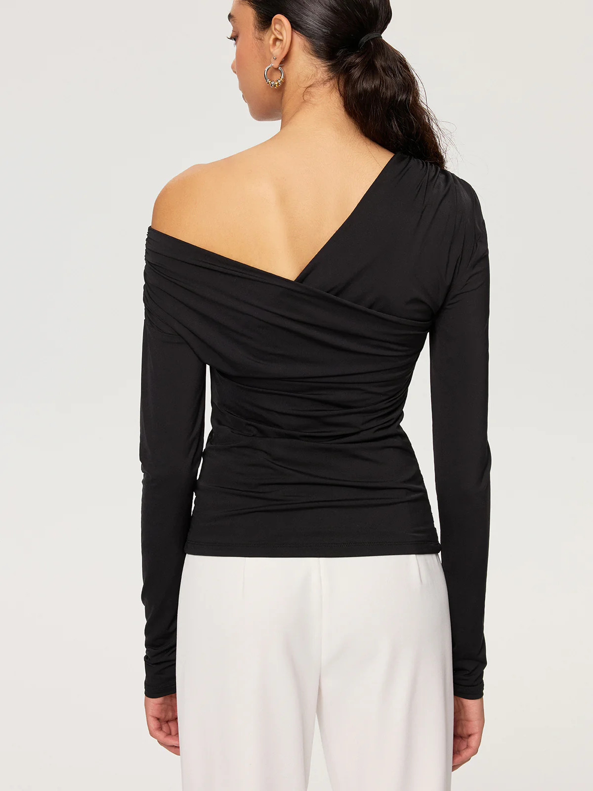 Off-Shoulder Ruched T-Shirt