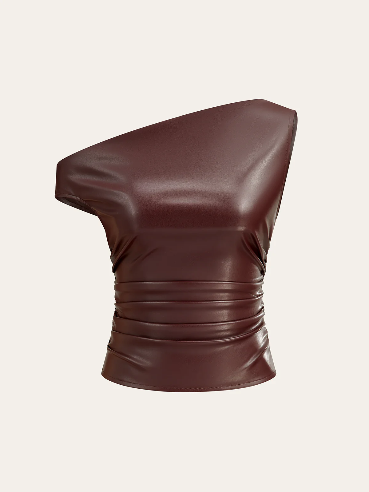 One-Shoulder PU Leather Tank Top