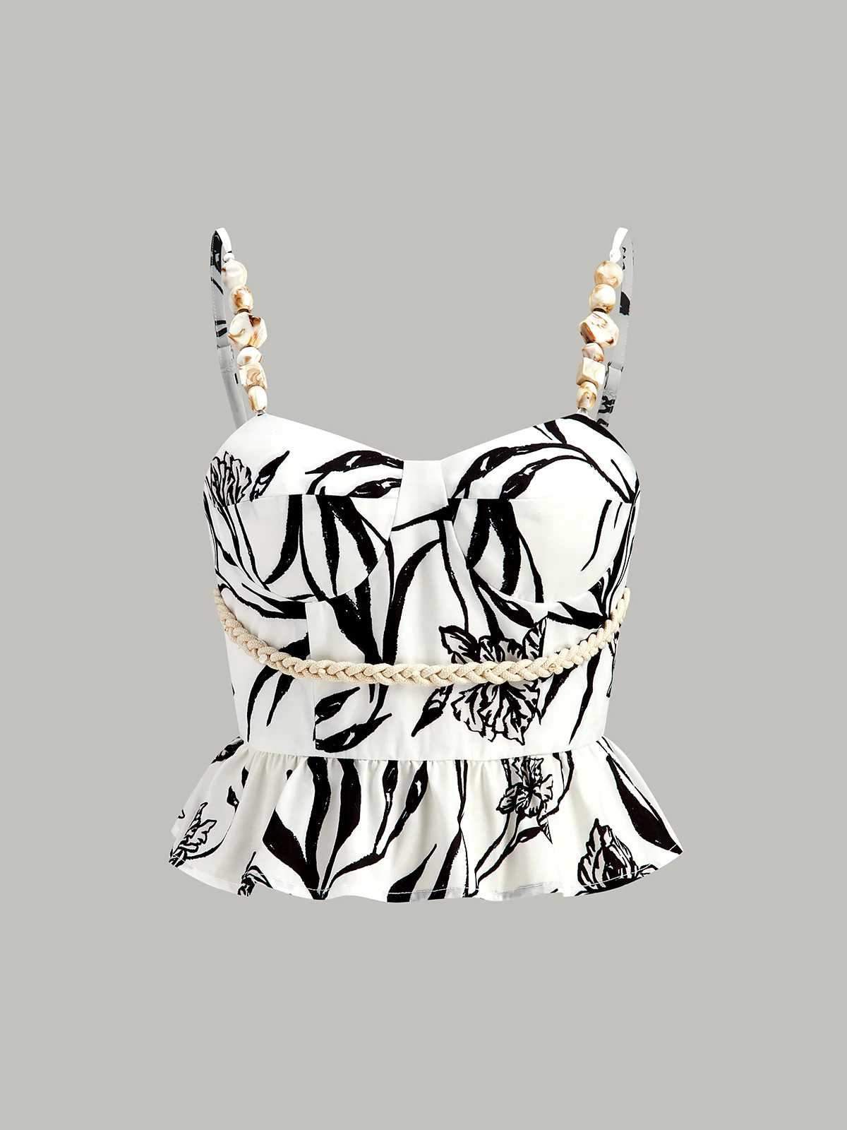 Floral Print Peplum Top With Shorts Set