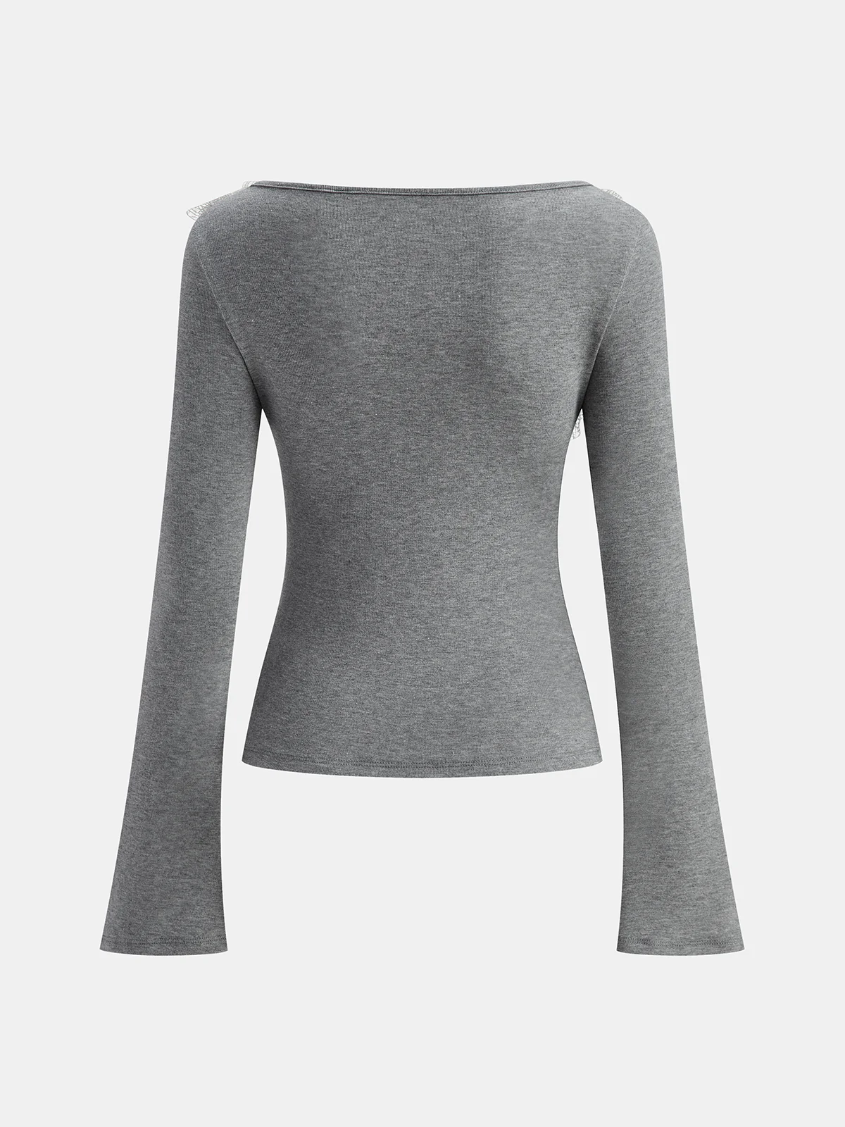 Faux Pearl Decor 3D Floral Fitted Soft Knit Top