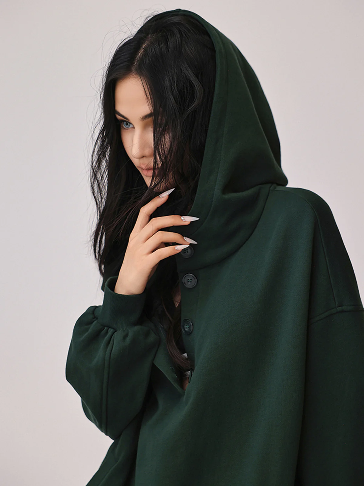 Oversized Buttoned Hoodie