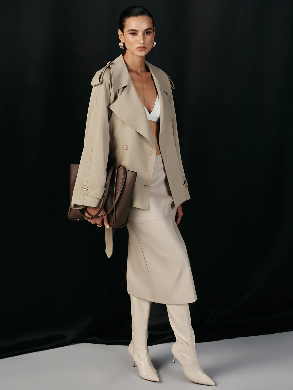 Wide Lapel Belted Trench Coat