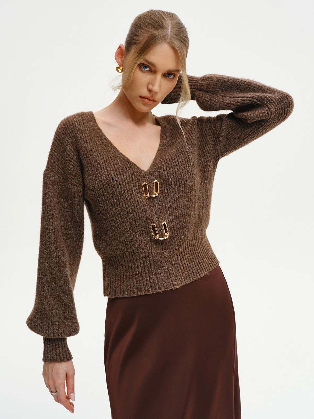 Wool-Blend V-Neck Sweater