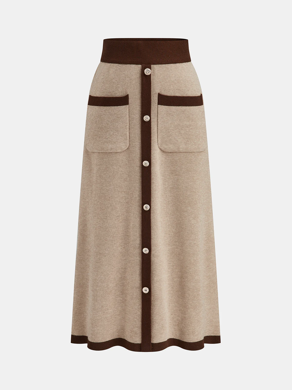 Contrast Trim Knit Top and Midi Skirt Set