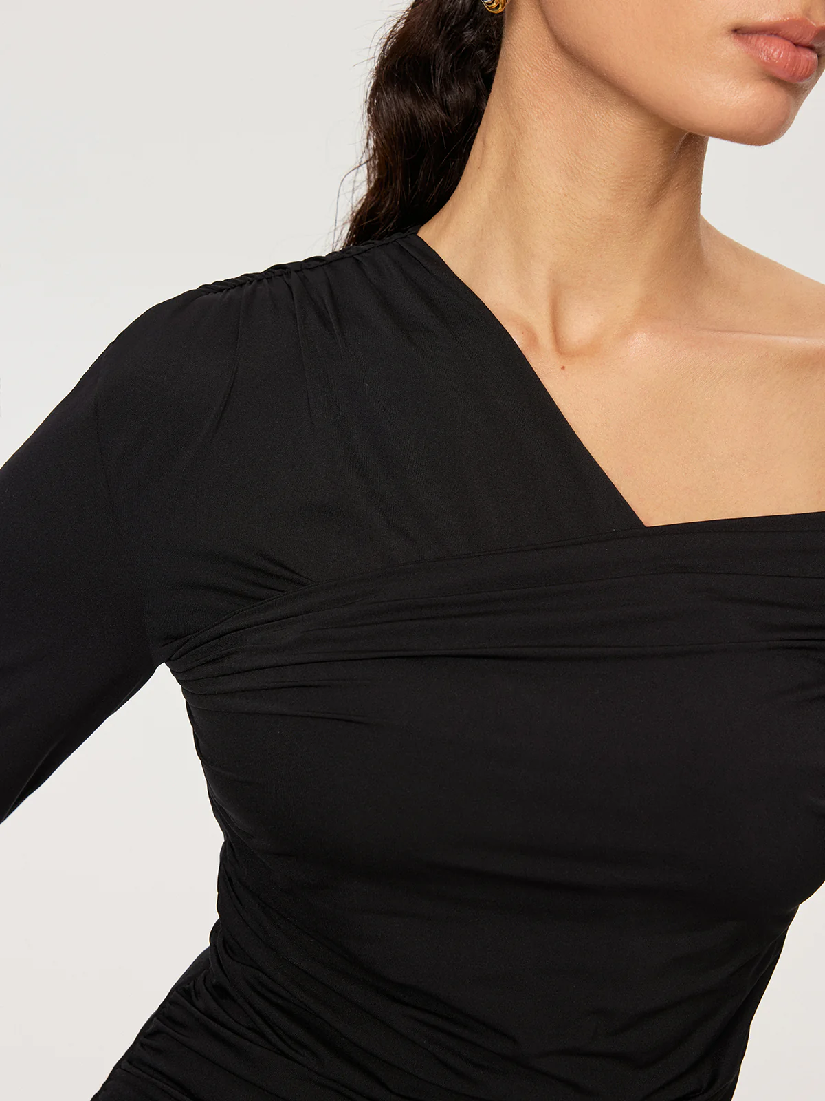 Off-Shoulder Ruched T-Shirt