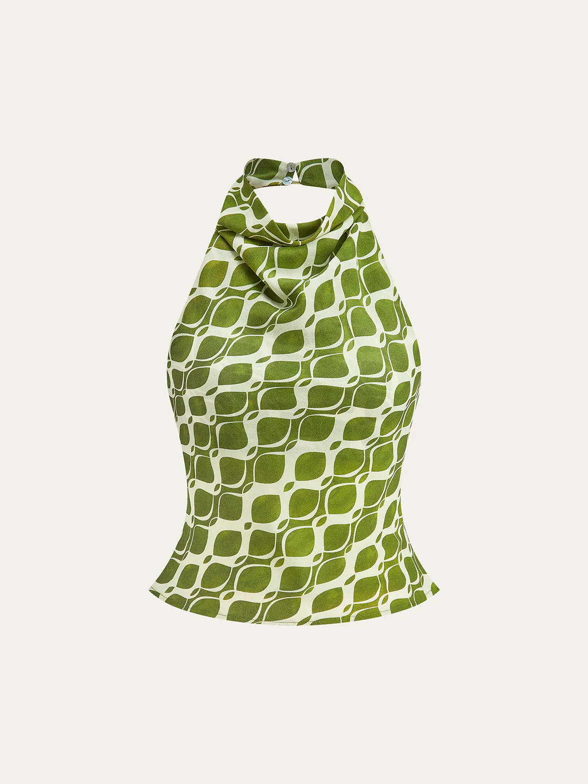Semi-Sheer Printed Halter Neck Top