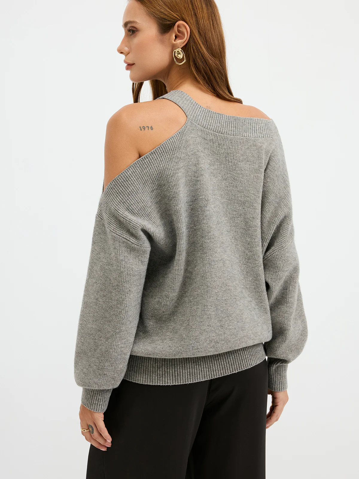 Reversible Cold-Shoulder Knit Top