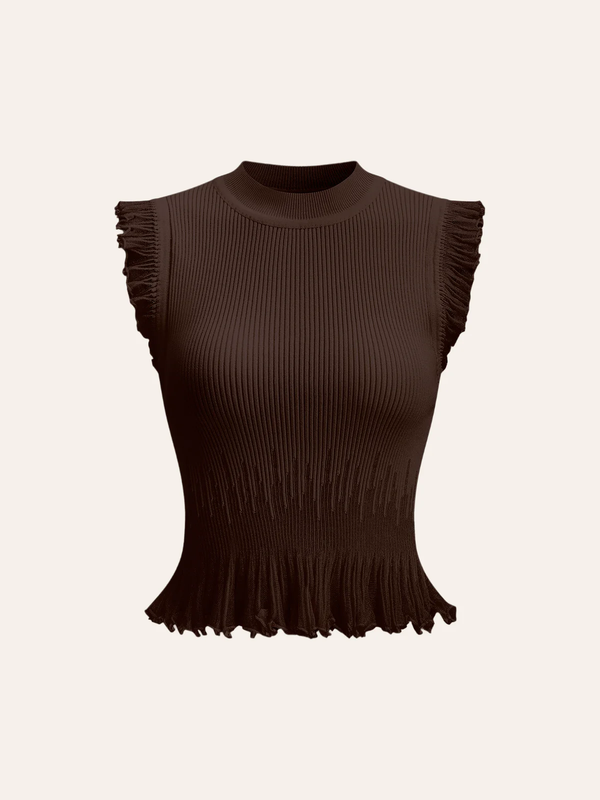 Ribbed Knit Ruffle Top