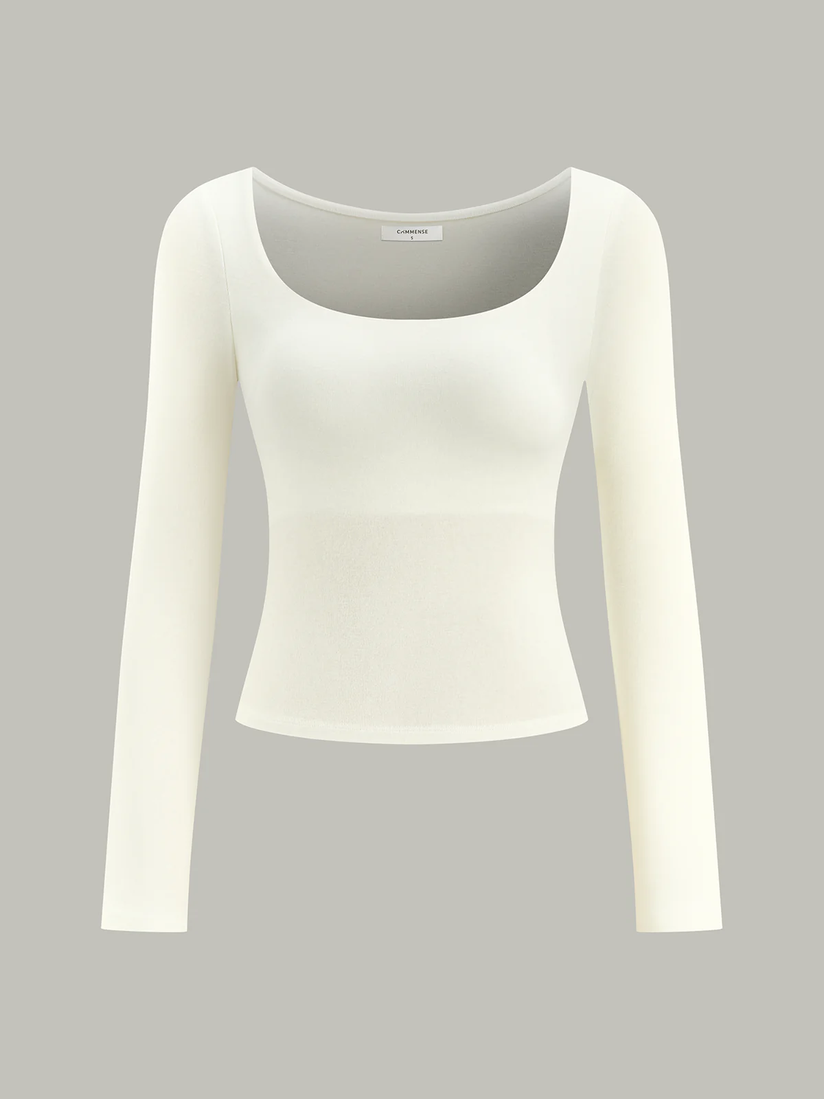 Bra-Free Slim Fit Low Neck Long Sleeve Top