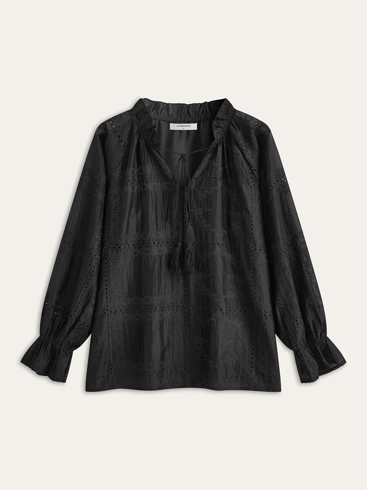 Embroidery Detail Long Sleeve Shorts Set