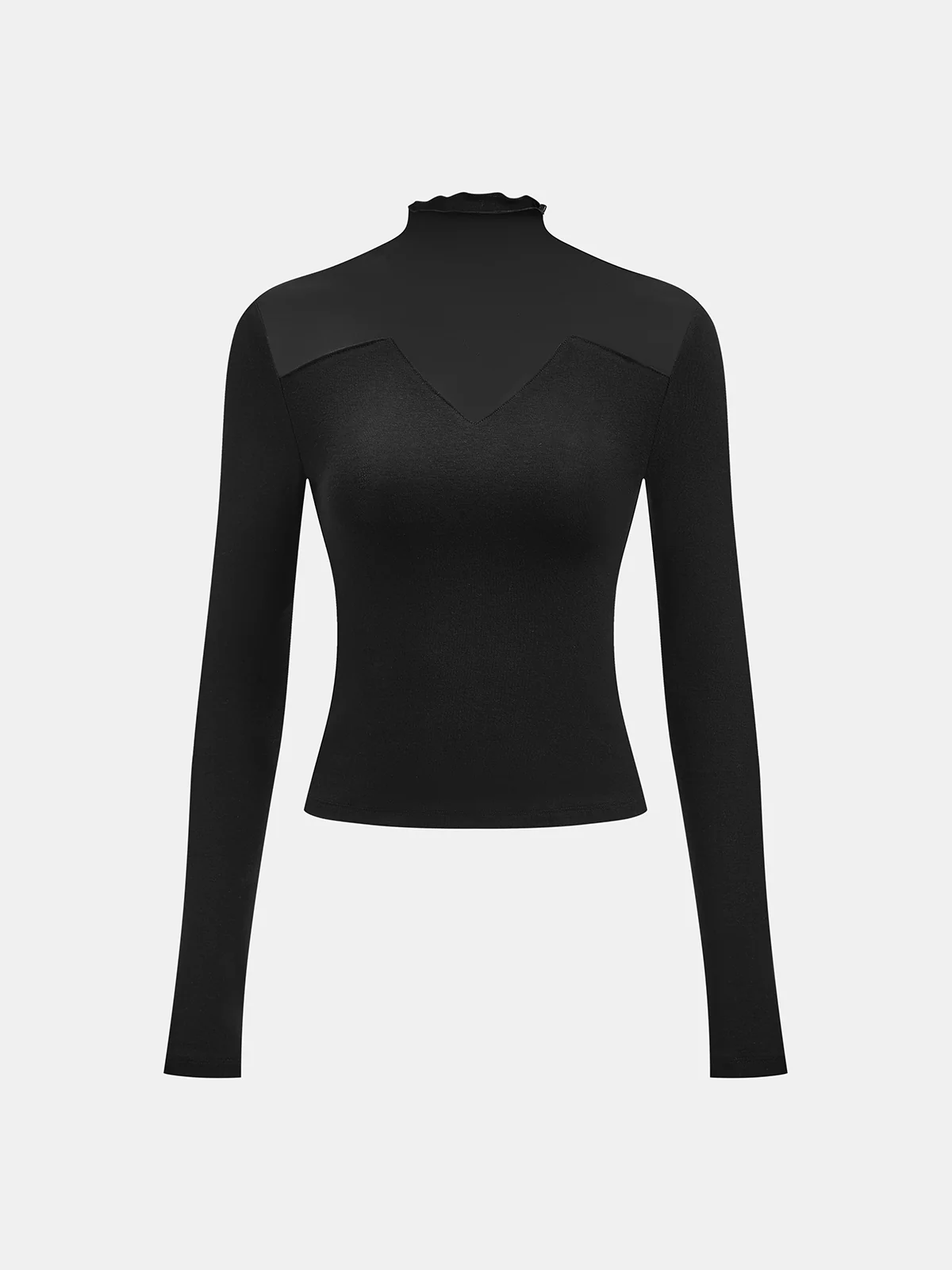 Sheer Paneled Long Sleeve Top