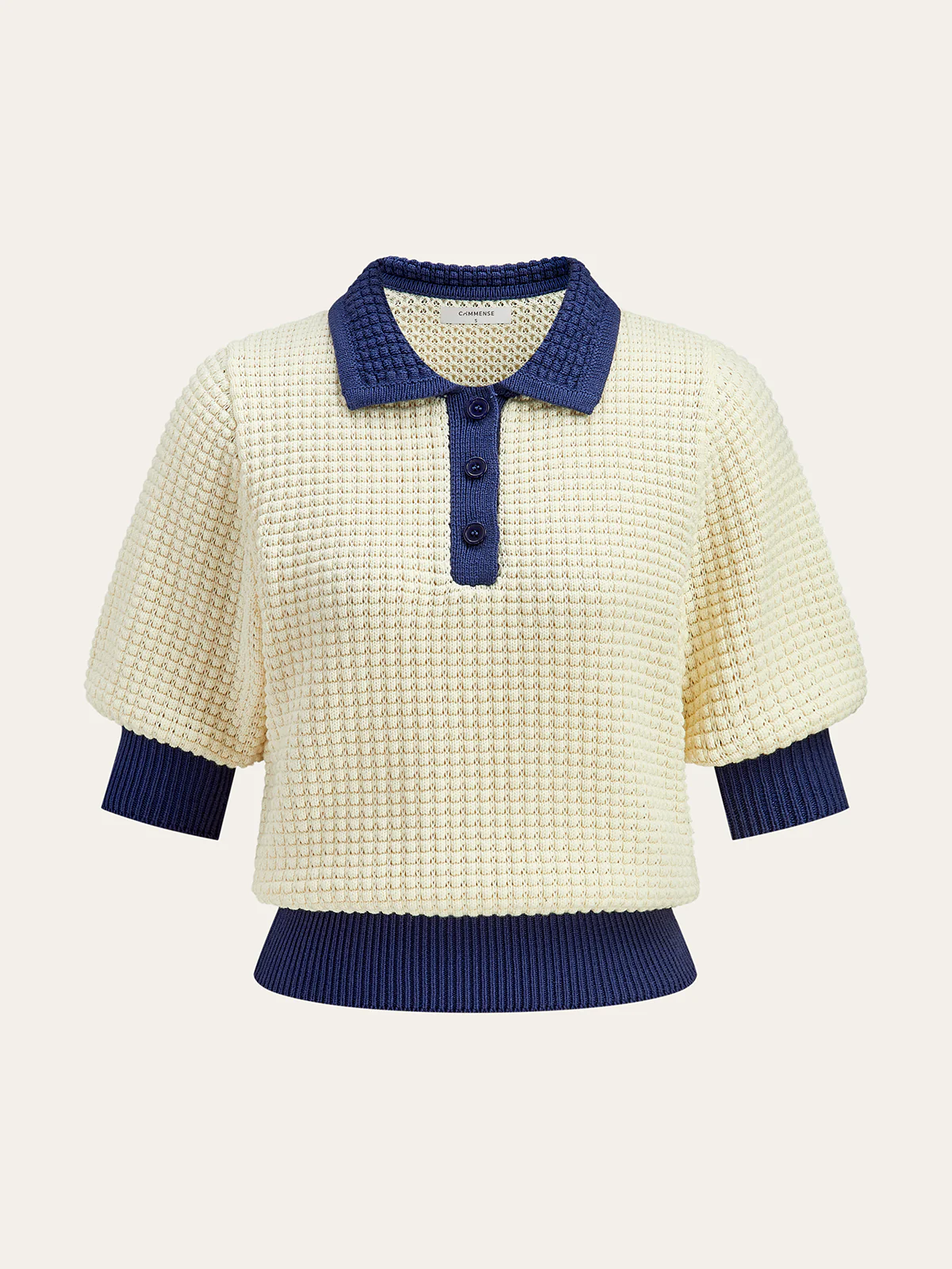 Crochet-Knit Polo Top