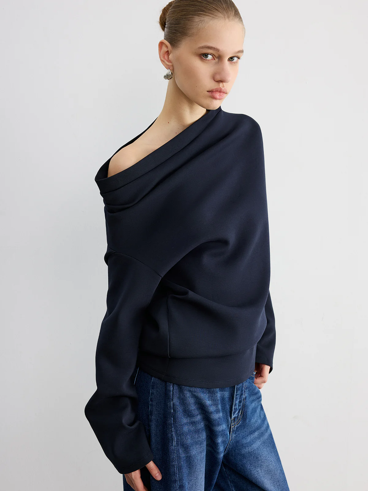 Off-Shoulder Cotton-Blend Sweatshirt