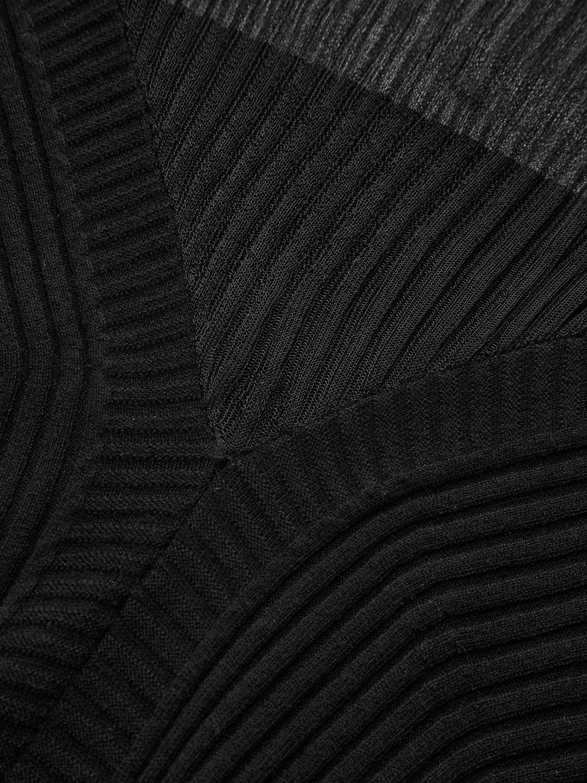 Mesh Panel Wool Blend Mock Neck Top