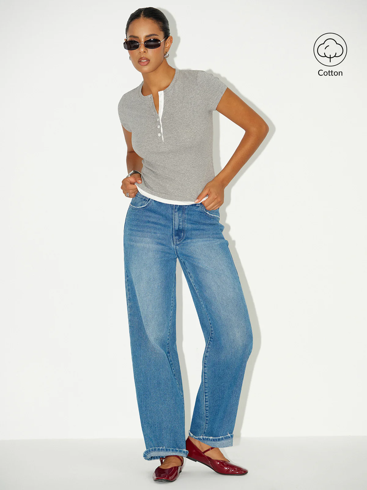 2 in 1 Layered Hem Short Sleeved T-Shirt