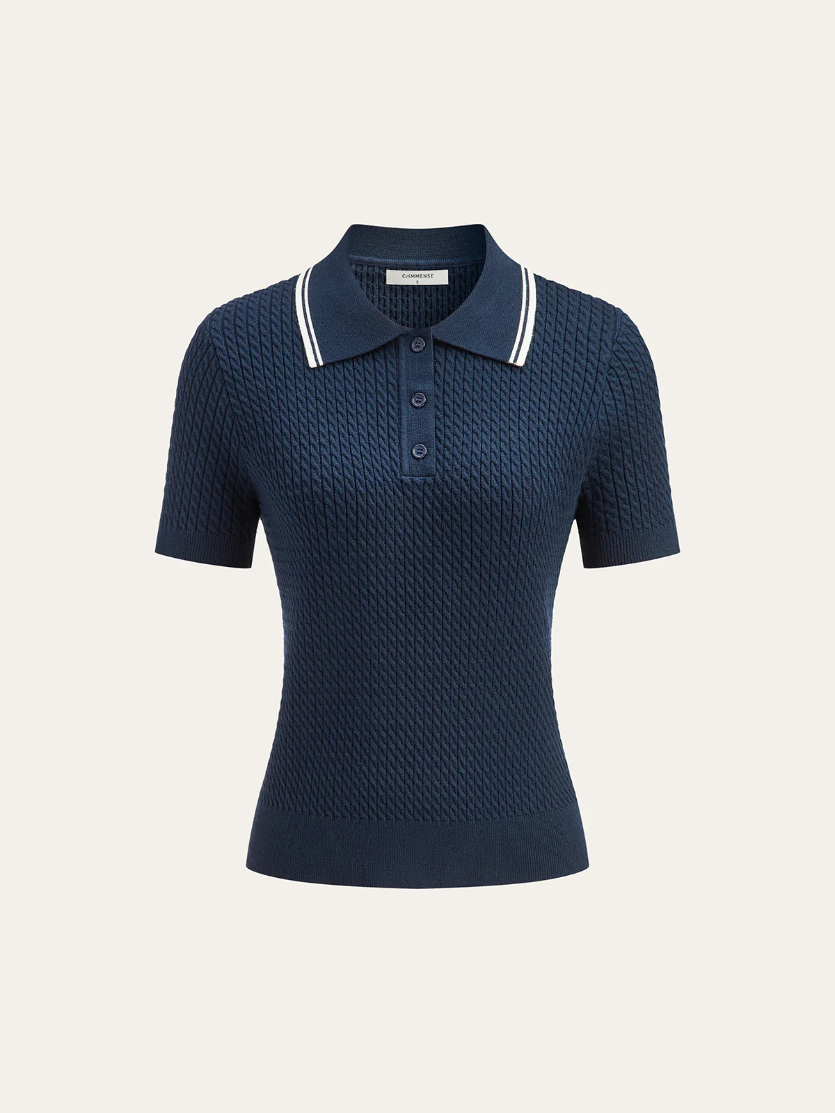 Plisse Lapel Knit Top