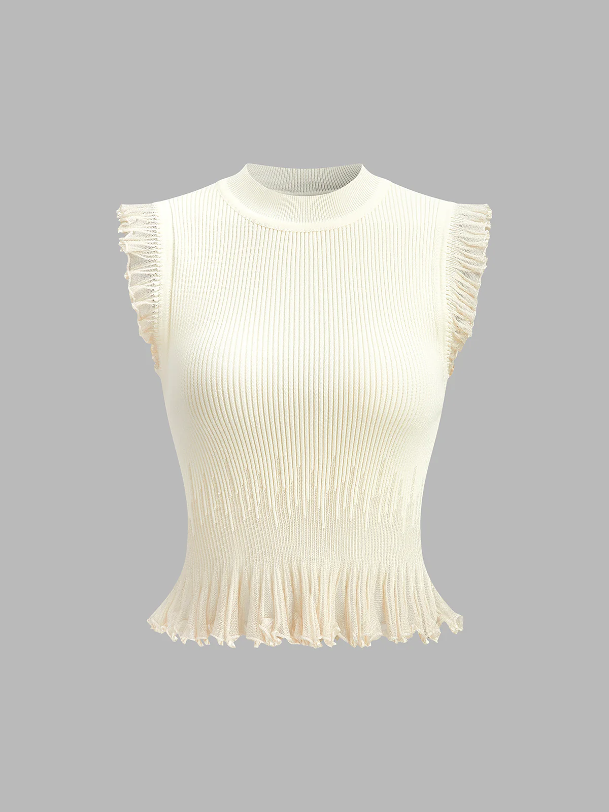 Ribbed Knit Ruffle Top