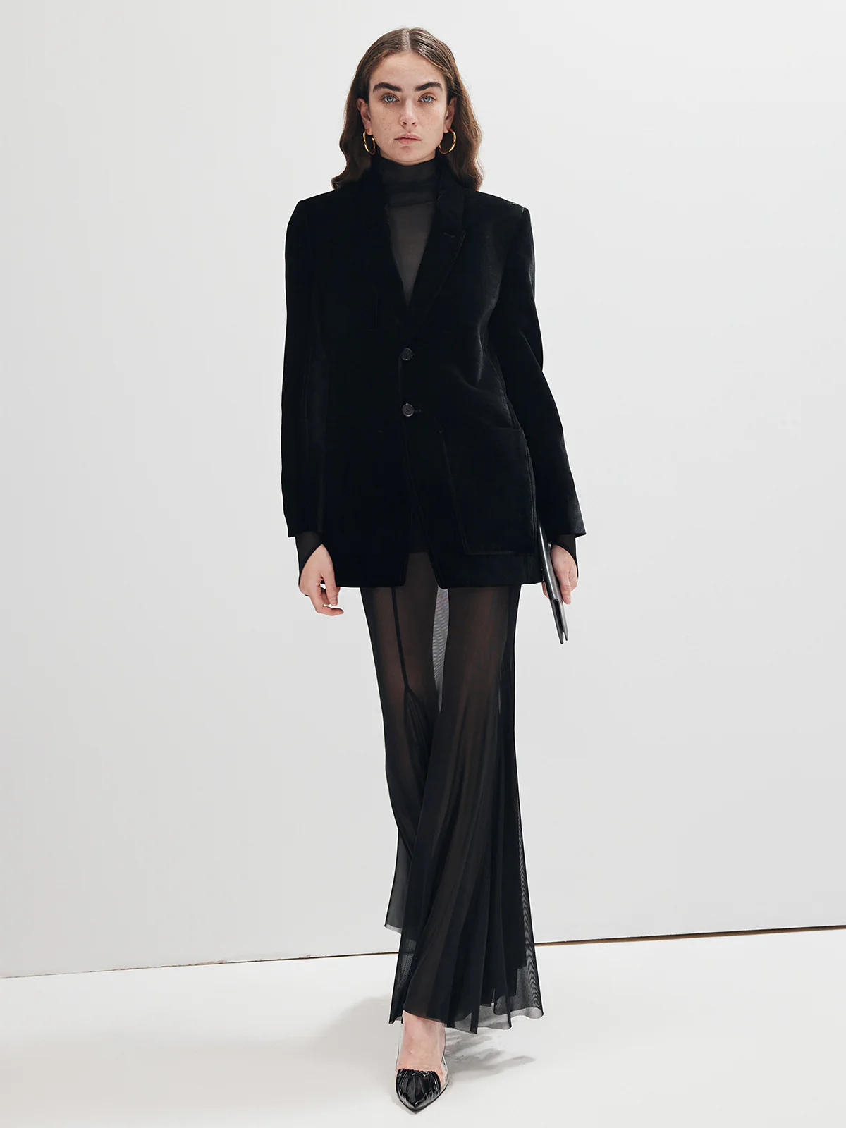 Mock Neck Sheer Mesh Thin T-Shirt