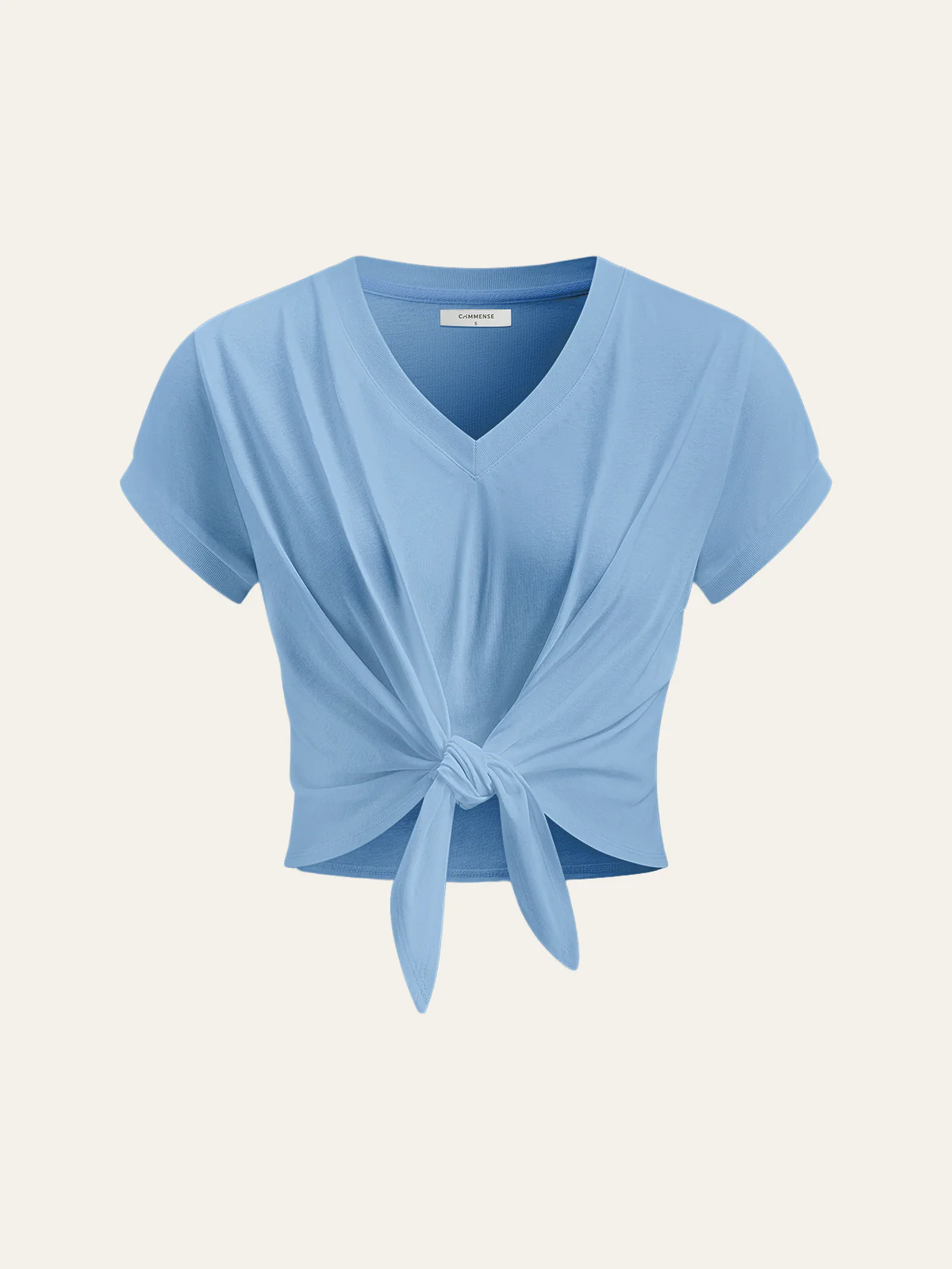 Knot Front V-Neck T-Shirt