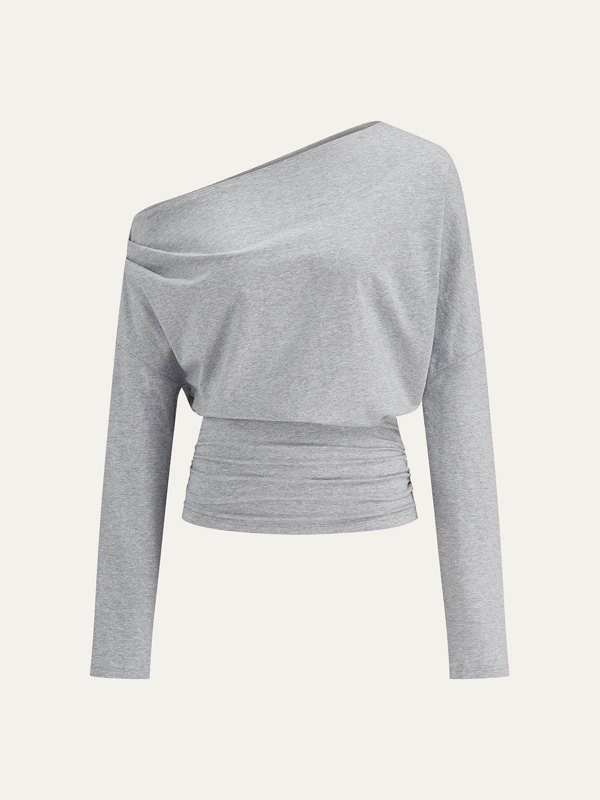 One-Shoulder Draped Ruched Sweatshirt