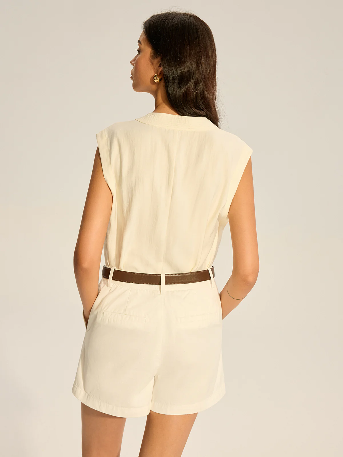 Sleeveless V-Neck Top with Piped Trim